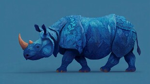 蓝色纹理犀牛3D模型