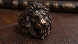 复古狮子造型戒指摆件