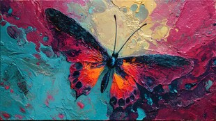 绚丽油彩下的梦幻蝴蝶