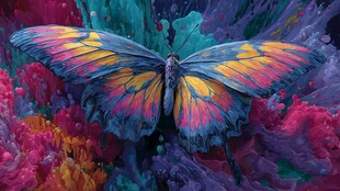 梦幻色彩蝴蝶于缤纷世界