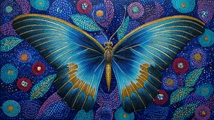 梦幻蓝蝶于繁花中绽放