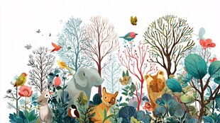 森林动物的欢乐聚会