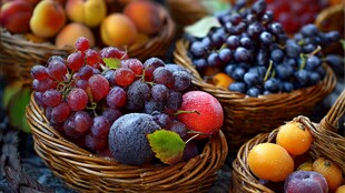 多彩鲜果盛于篮中