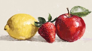 静物水果绘 柠檬草莓苹果