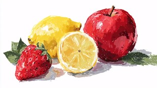 水彩绘水果组合