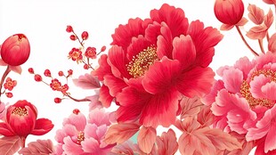 艳丽绽放的唯美牡丹花