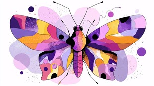 多彩几何风蝴蝶插画