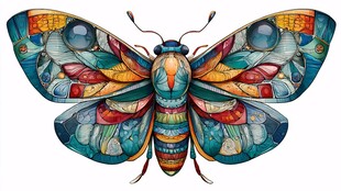 多彩艺术风蝴蝶插画