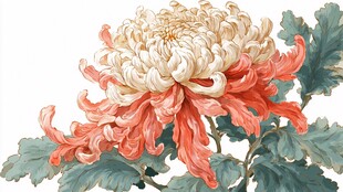 秋日盛放的双色菊花