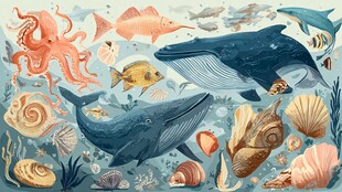 缤纷海底世界海洋生物图
