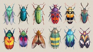 多彩甲虫集合展示