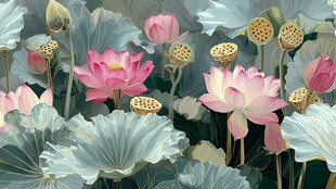 夏日荷花盛开的美丽景象