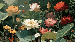 夏日荷花绽放的绚丽景致