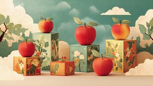 童趣苹果积木创意场景