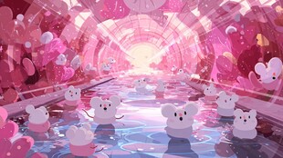 梦幻粉色萌鼠水上奇幻通道