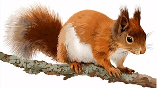 树枝上的可爱松鼠