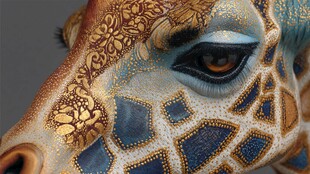 长颈鹿面部华丽彩绘艺术