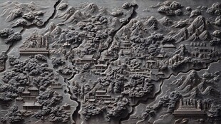 中式山水浮雕艺术图景