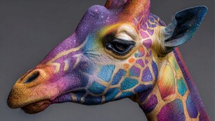 五彩斑斓长颈鹿艺术头像