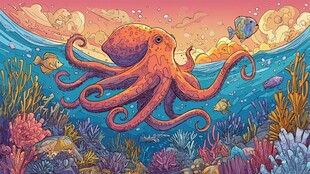 海底章鱼的奇幻多彩世界