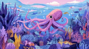 梦幻海底的可爱章鱼