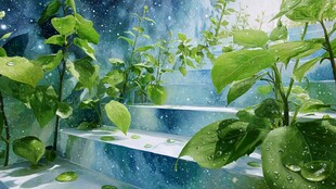 梦幻绿植阶梯的奇幻景象