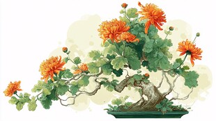 秋菊盆景图