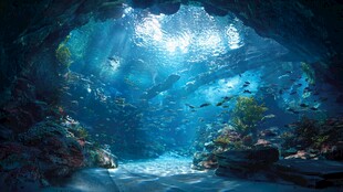 海底洞穴的梦幻光影世界