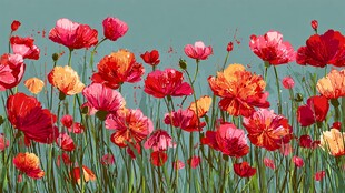 绚丽多彩的虞美人花海