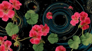 粉色天竺葵与梦幻波纹