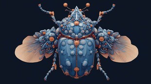 蓝色机械风甲虫艺术造型