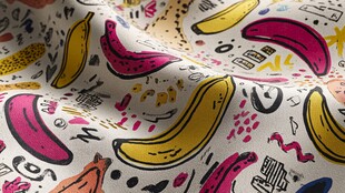 香蕉涂鸦风印花布料