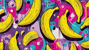 香蕉涂鸦风艺术图案