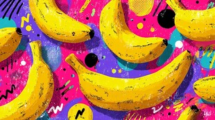 缤纷涂鸦风的新鲜香蕉