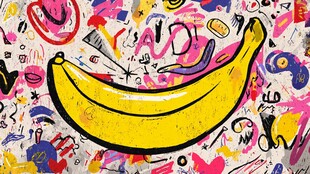 涂鸦风香蕉艺术图案