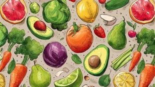 多彩新鲜果蔬插画图案