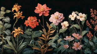 多彩花卉植物精美插画