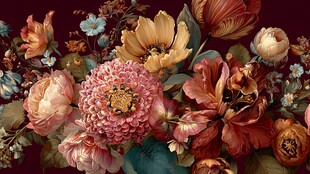 复古风多彩花卉静物图