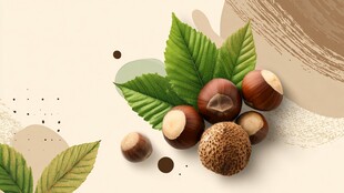 榛果与绿叶的清新组合