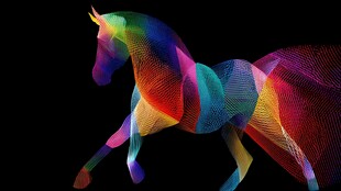 梦幻彩色独角兽动态影像