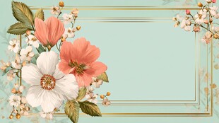 淡蓝背景花卉装饰边框