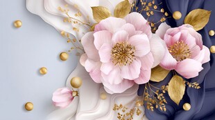 粉色花卉与金饰优雅组合