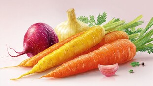 多彩胡萝卜与其他蔬菜