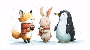 冬日动物们的温馨相聚