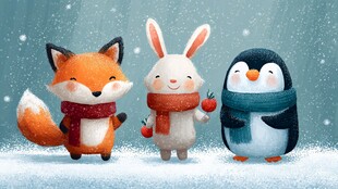 雪天里的动物小伙伴