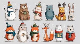 冬日可爱动物大集合