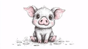 可爱小猪插画 萌态十足