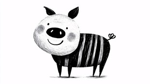 可爱条纹小猪插画
