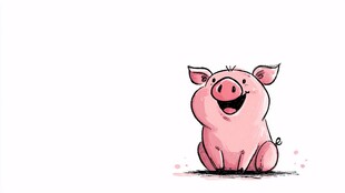 可爱粉色小猪快乐坐立