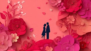 浪漫情侣置身繁花之中